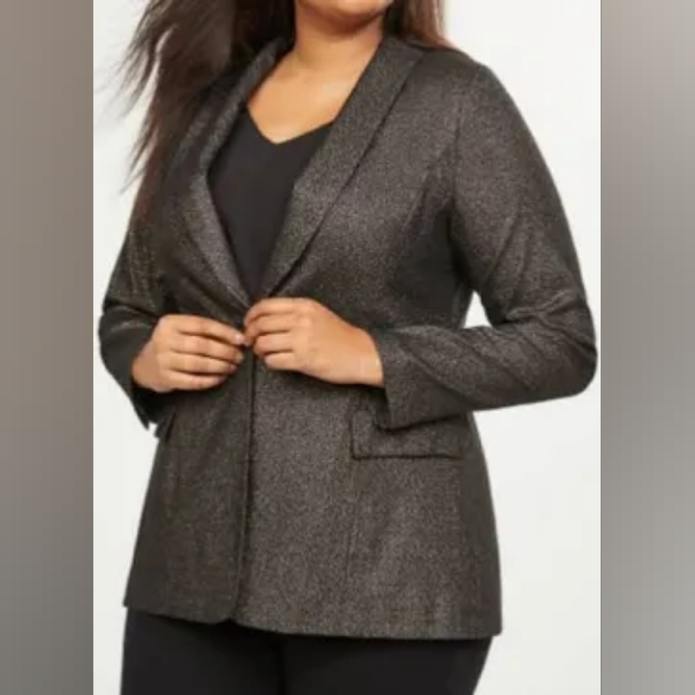 LANE BRYANT NEW NWOT BEAUTIFUL BLACK GLITTER SHIMMER HOLIDAY BRYANT BLAZER SZ 28